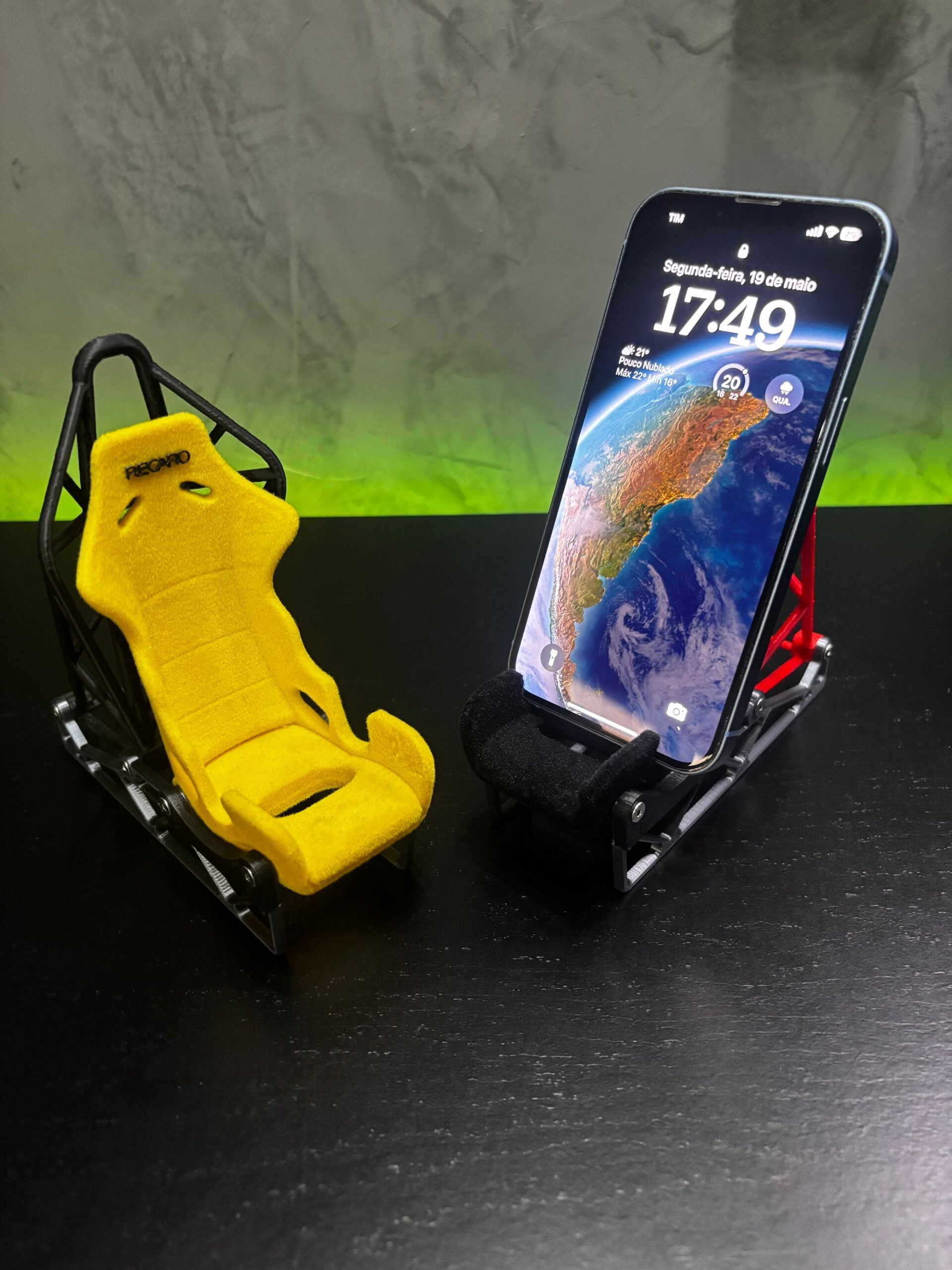 Suporte Para Celular Banco Recaro Amarelo (Aveludado) - Imagem 4