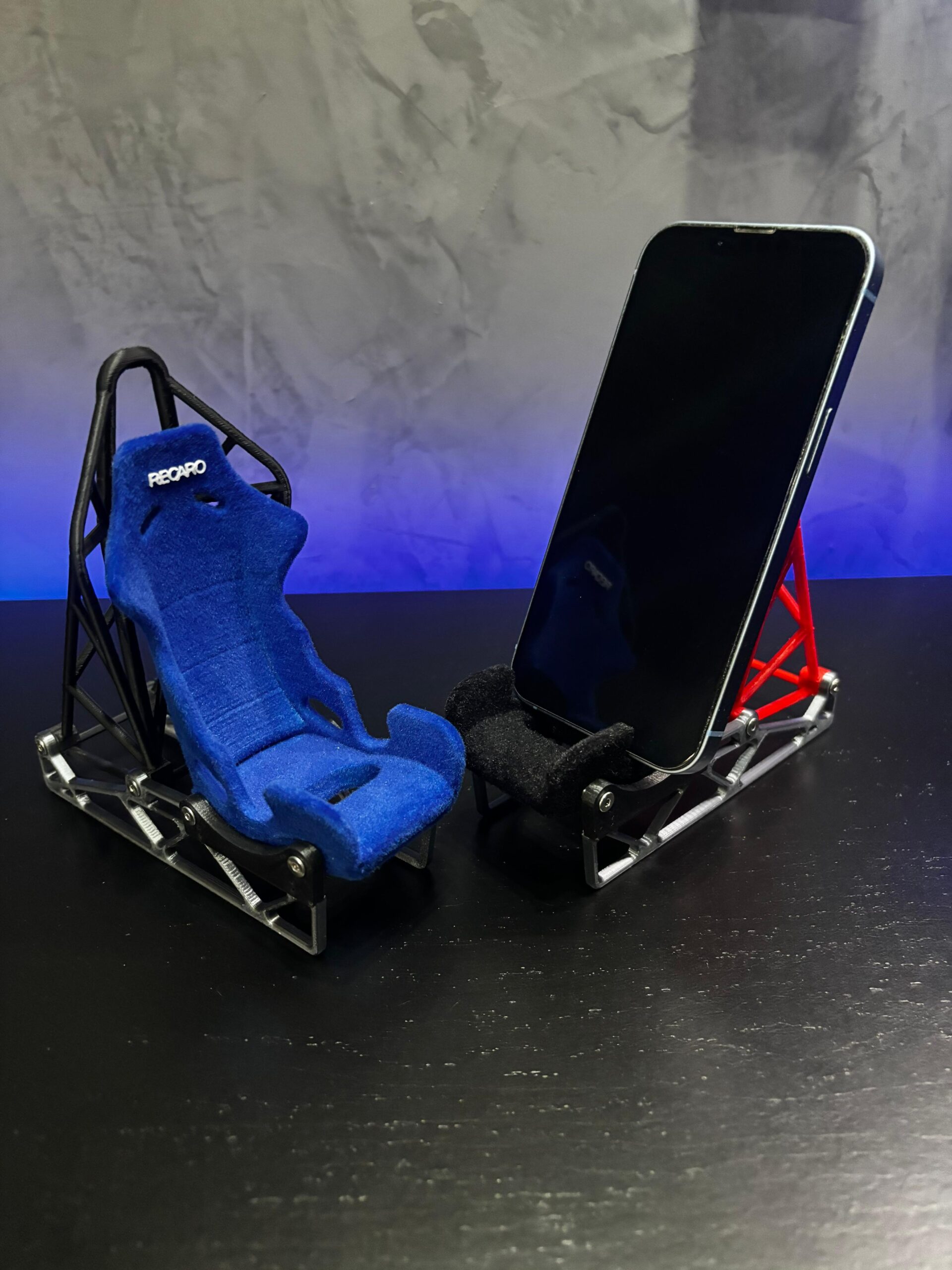 Suporte Para Celular Banco Recaro Azul (Aveludado) - Imagem 4