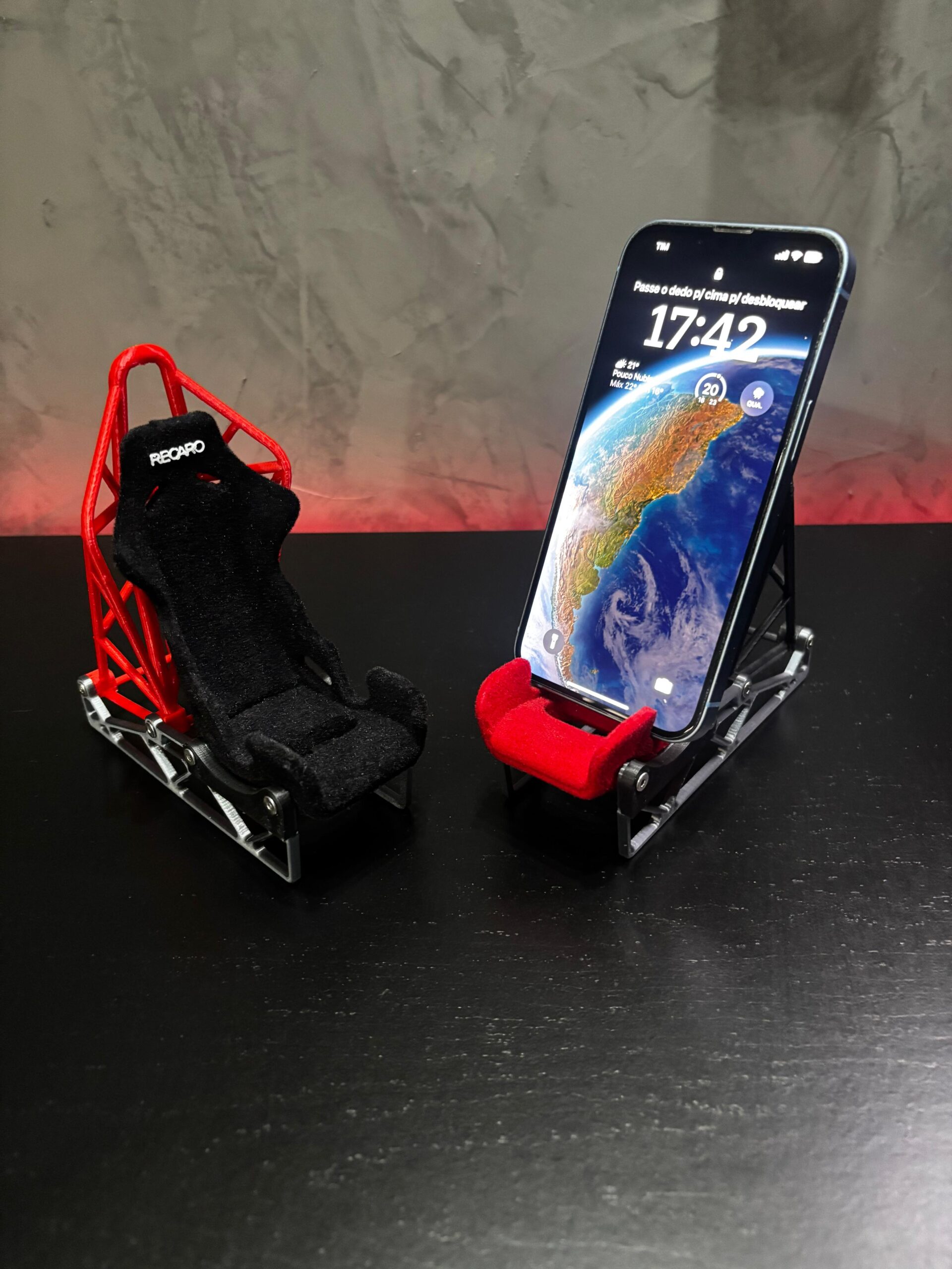Suporte Para Celular Banco Recaro Preto (Aveludado) - Imagem 4
