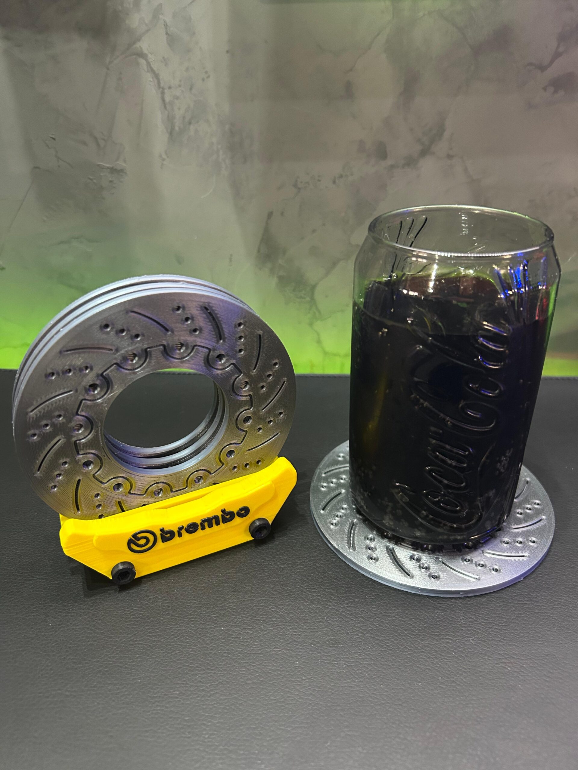 Descanso De Copo Lata Disco E Pinça Brembo Amarelo - Imagem 3